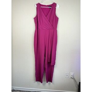 Donna Karan Women's Size 14/Large Magenta sleeveless Drape Trouser Jumpsuit